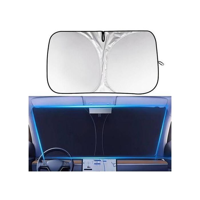 Pare-soleil de voiture en titane argenté épais et amélioré pour pare-brise avant - Pliable