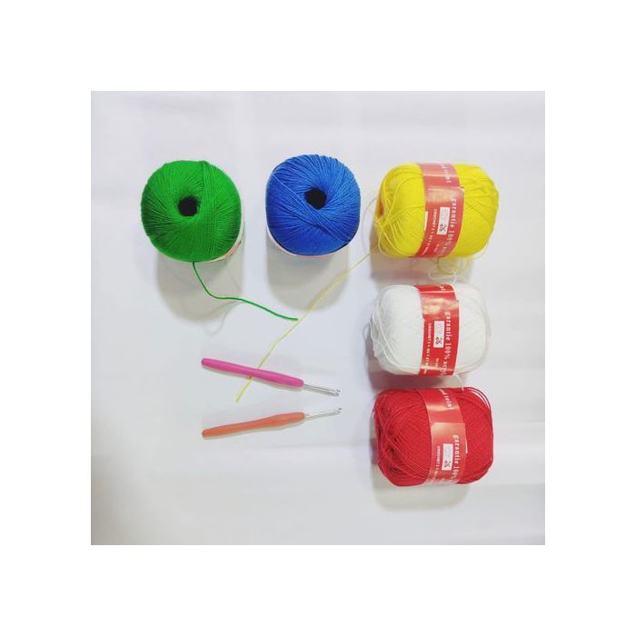 Kit Broderie avec Fil de Crochets (5 Pelotes) - 2 Crochets (2.5mm et 3mm)