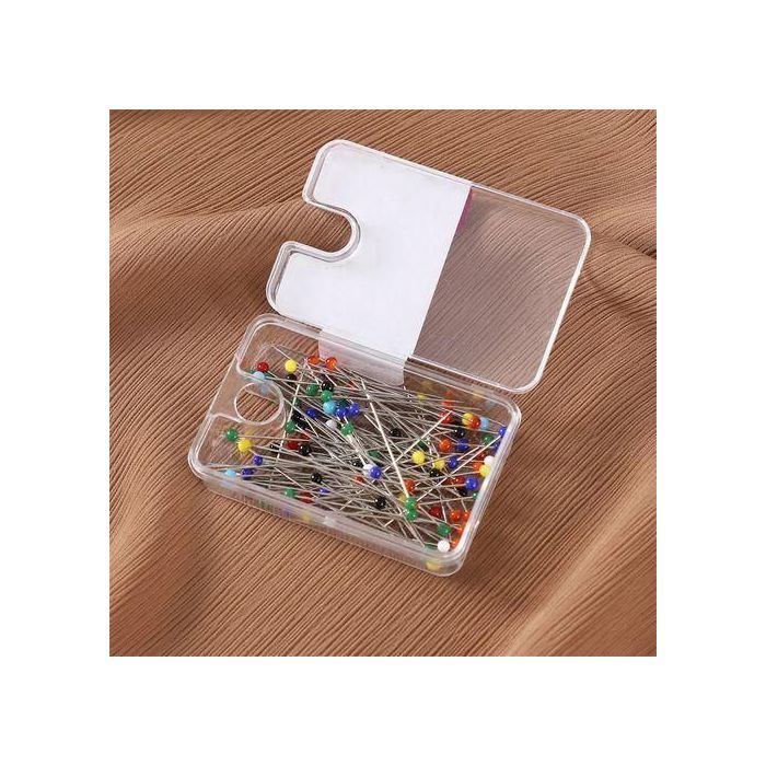 100pcs mix/boîte aiguille à tête de perle rondes colorées Épingles
