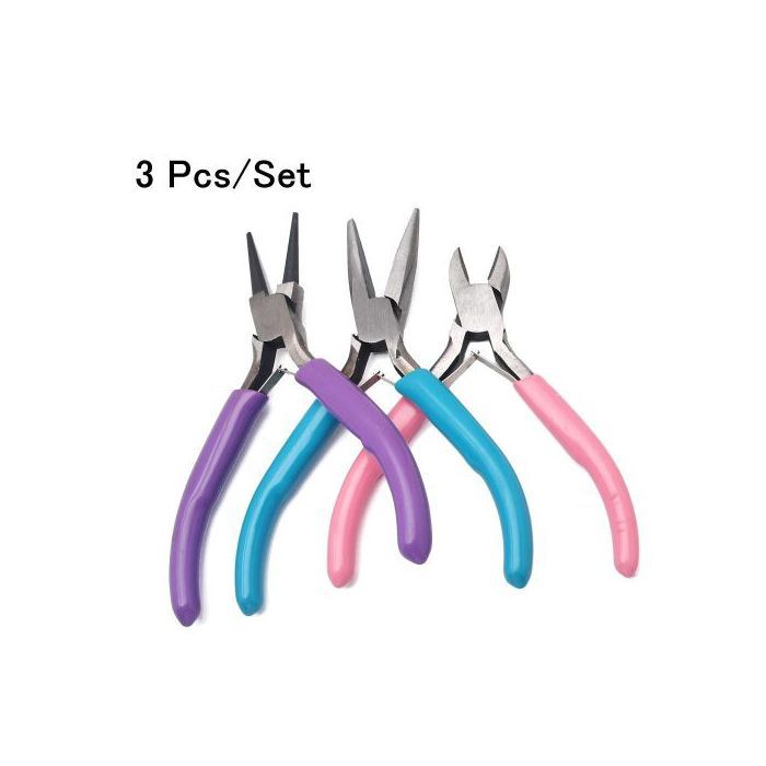 Ensemble de pinces à bijoux - GENERIC - 3 pièces - Acier au carbone - Longueur 12 cm - DIY