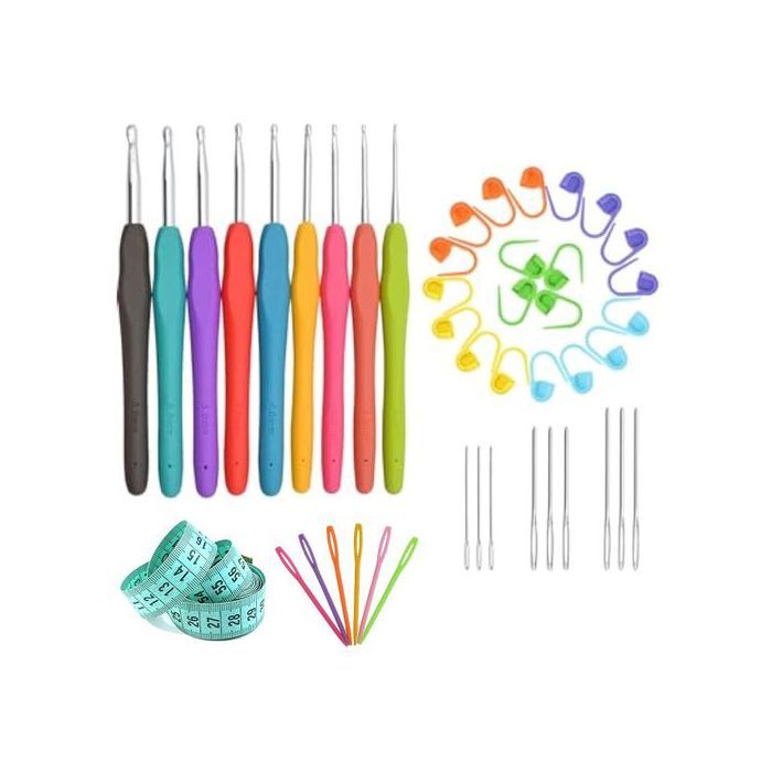 Ensemble de Tricot Outils - GENERIC - Kit de crochets - 45 pièces - Poignée ergonomique - Colorés