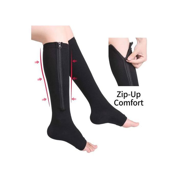 Chaussettes de Compression pour Homme et Femme, avec Fermeture Éclair, Anti-Fatigue, Extensible, pour Course en Plein Air, Randonnée