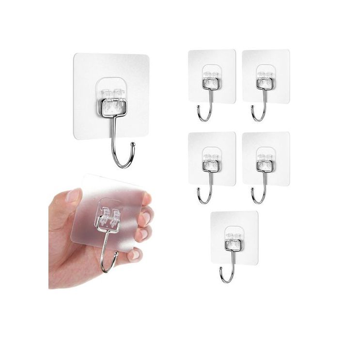 5 Pcs Crochet Collant Fort Crochet Transparent Or Brossé Crochet Adhésif Imperméable