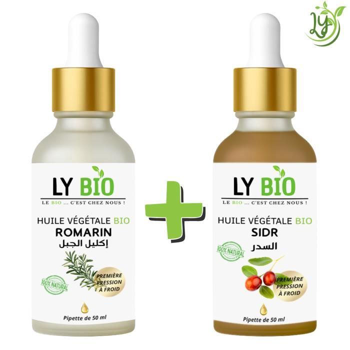 Pack Huile - LYBIO - Romarin & Sidr - 50ml - Pipette - Soin Cheveux & Peau