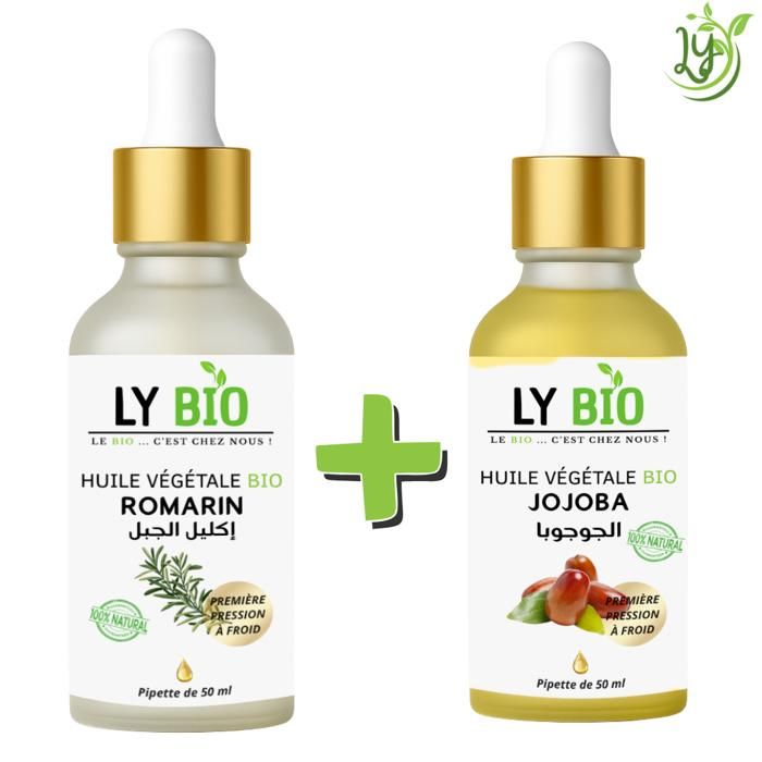 Pack Huile - LYBIO - Romarin 50ml - Jojoba 50ml - Pipette - Hydratant