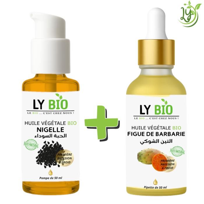 Pack Huile Nigelle 50ml - LYBIO - Huile Figue de Barbarie 50ml - Hydratant - Mixte - Bébé
