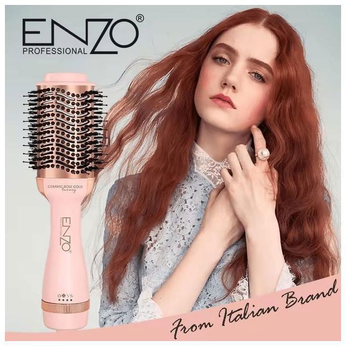 ENZO Professional Brosse Électrique Multifonction - One Step Sèche-Cheveux et Coiffage, Couleur Aléatoire