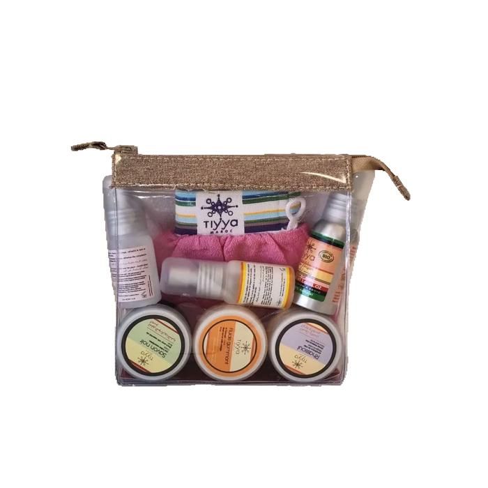 TIYYA - Trousse de Beauté – Savon, Ghassoul, Huile Sèche, Eau de Rose Bio, Huile d’Argan & Gant Exfoliant