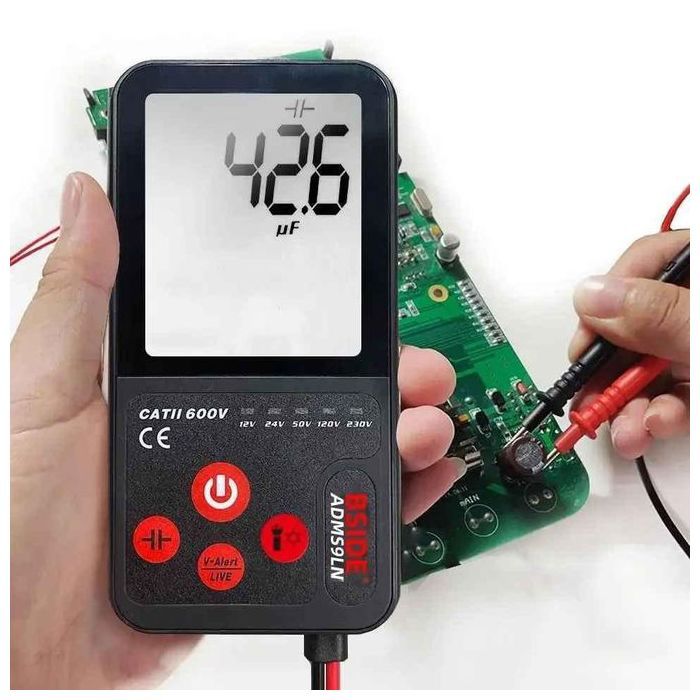 Bside Multimetre Numérique Testeur de tension cc ca Voltmètre , écran LCD 3.5" , affichage 3 lignes , RMS