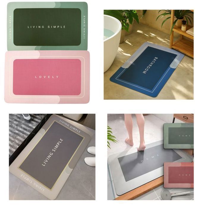 Tapis de Bain Antidérapant en Diatomite – Absorbant, Séchage Rapide et Lavable – Couleur Et Design Aléatoires
