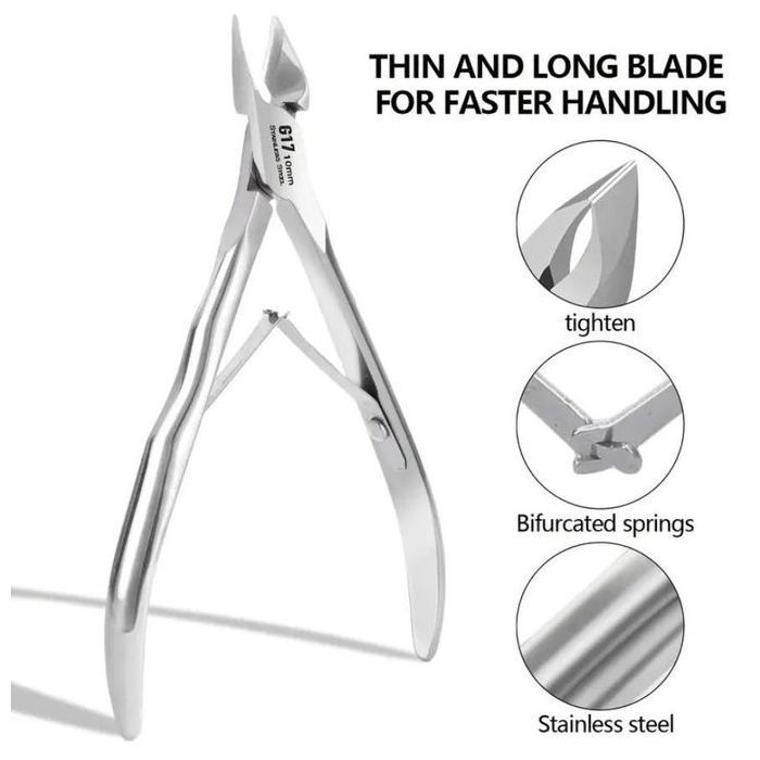 Pince à cuticules professionnel en acier inoxydable de forme russe G17 10mm (Pince à peau)