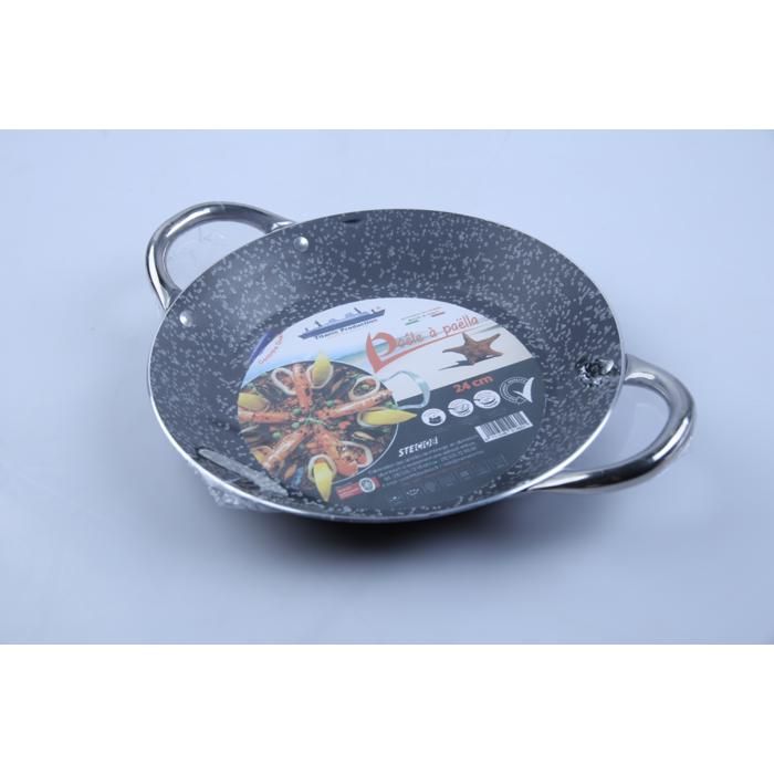 Poêle à paella - TITANIC - 24 cm - Compatible tous feux - Lave-vaisselle - Poignée fixe - Couleur & Motif aléatoires