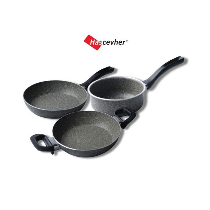 Set de 3 pièces : Poêle 18 cm + Poêle 20 cm + Casserole 16 cm