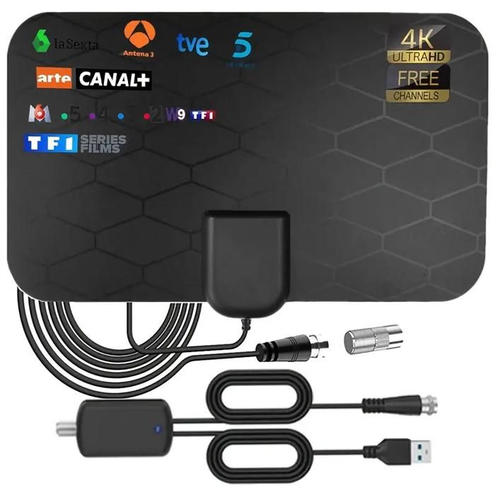 Antenne TV TNT Intérieure – Gain Élevé pour Réception Numérique Optimale