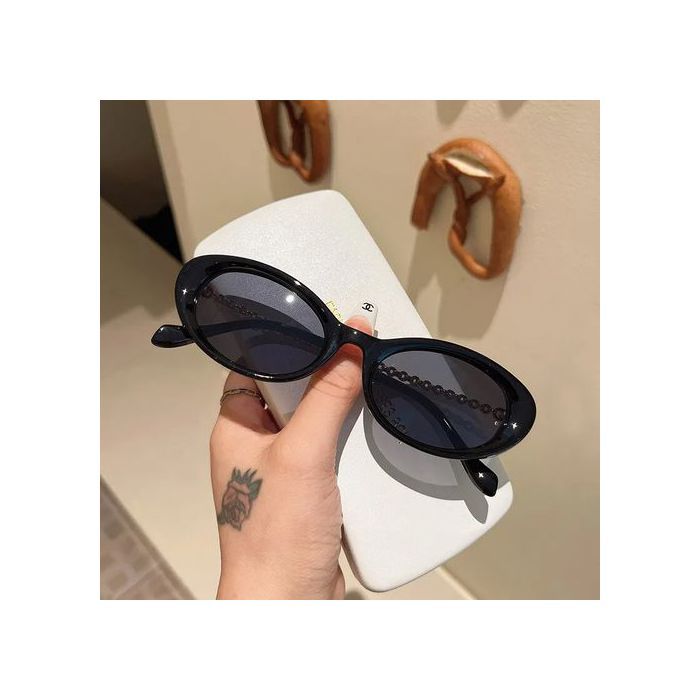 Lunette de Soleil Ovale pour Femme, Cat Eye Rétro Petit Cadre