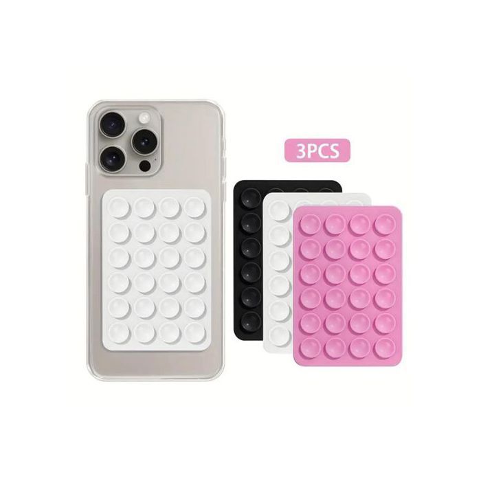 3 Pièces Support de Coque de Téléphone à Ventouse en Silicone – Compatible iPhone et Android
