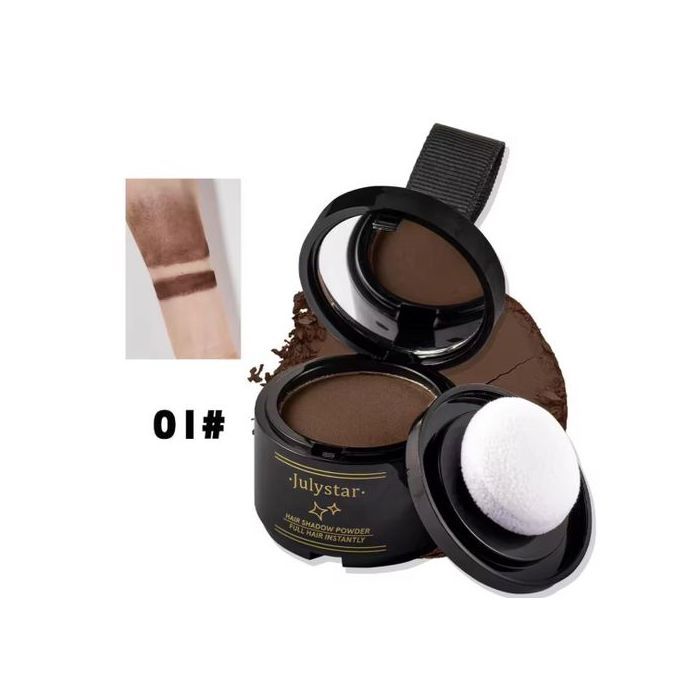 Julystar Poudre d'ombre 4g pour Ligne de Cheveux, Correcteur de Cheveux, Couleur Marron Foncé 01.