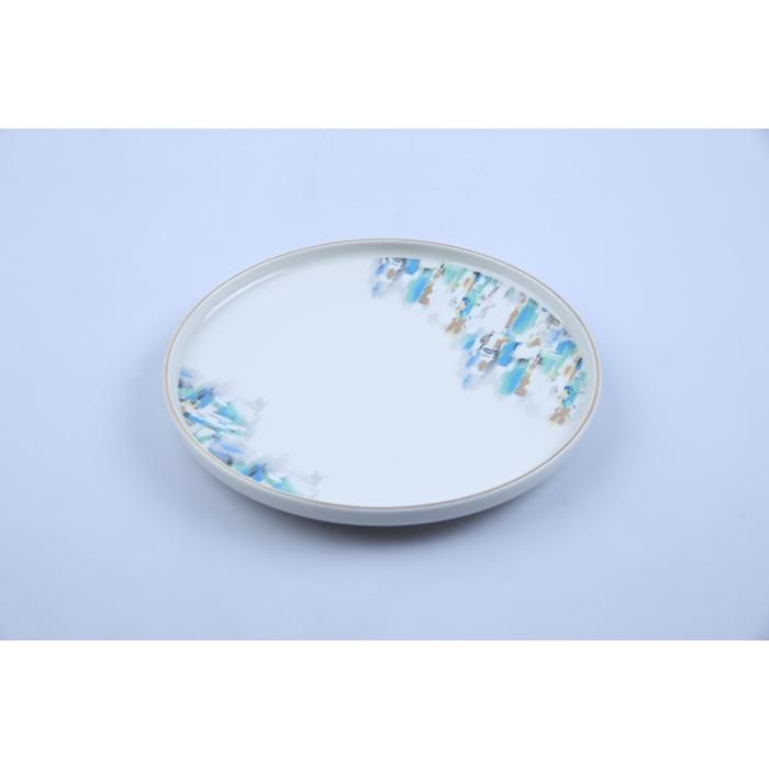 Assiette plate - GENERIC - 21,5 cm - Porcelaine - Effet marbre - Compatible lave-vaisselle