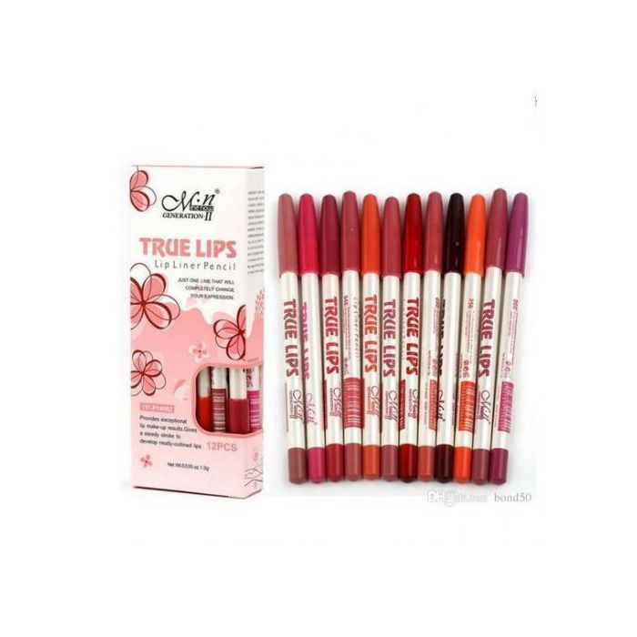 true lips Pack 12 crayons à lèvres Avec 12 Couleurs