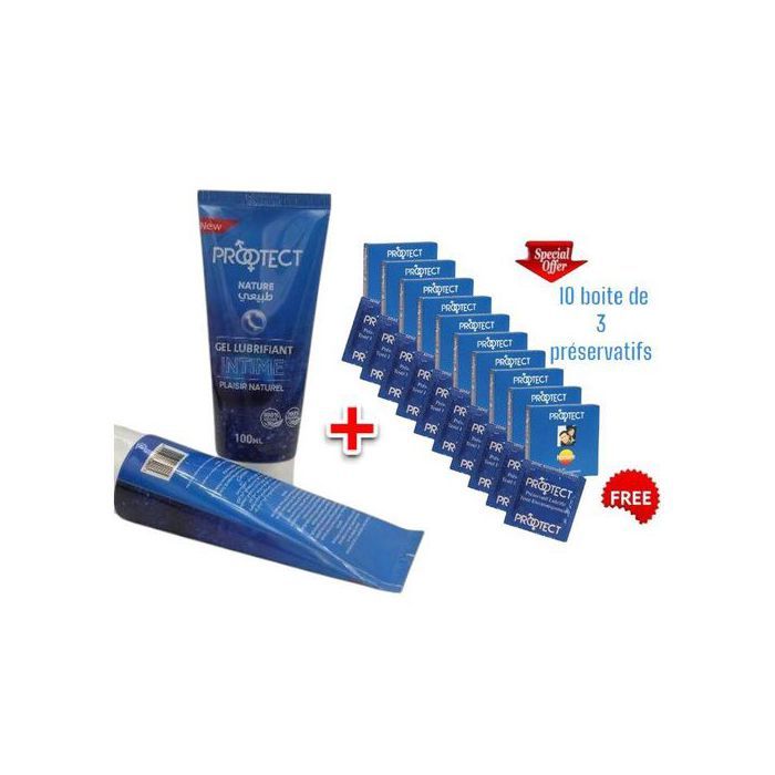 Gel Lubrifiant pour apporter le maximum de confort relation intime + 10 boite de 3 preservatifs