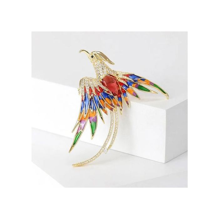 Broche Phoenix en cristal multicolore pour femmes