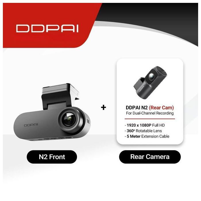 Ddpai N2 Dual 2K Dash Cam – Caméra Voiture Avant & Arrière avec Super Condensateur et NightVIS 2.0