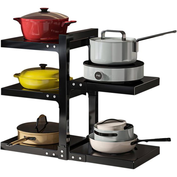 Organisateur de cuisine - GENERIC - 5 étages - Acier au carbone - Noir - Support robuste