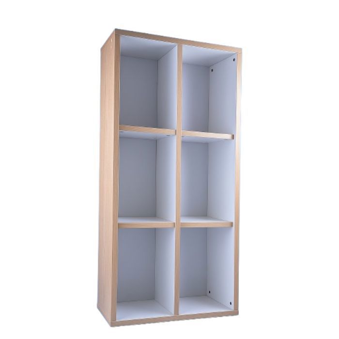 Bibliothèque décorative - Cema - 115 x 65,5 x 8,5 cm - Bois massif - Blanc et beige - Contemporain