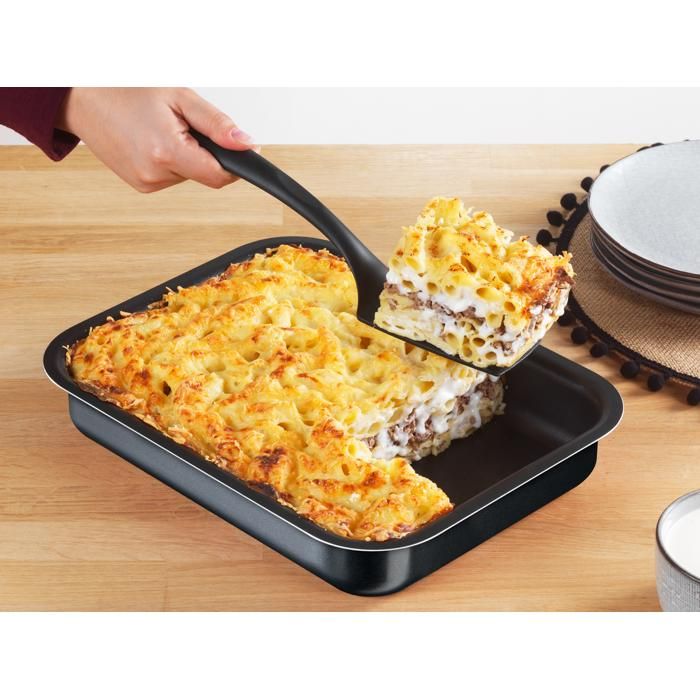TEFAL - Plat à four rectangulaire Black Stone - 22x29 cm - Antiadhésif - Nettoyage facile