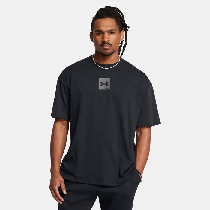 T-shirt surdimensionné - UNDER ARMOUR - UA Heavyweight - Coton mélangé - Manches courtes - Noir