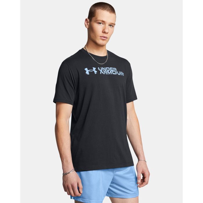T-shirt Homme - UNDER ARMOUR - UA Sliced Wordmark - Coton mélangé - Manches courtes - Ajusté