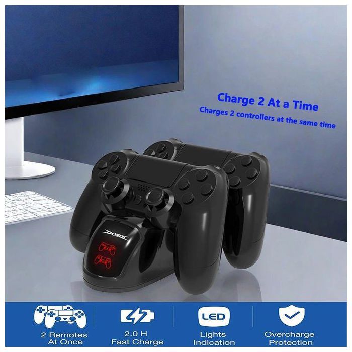 Station de chargement - GENERIC - Chargeur de contrôleur PS4 - Charge rapide - Indicateur LED - Antidérapant