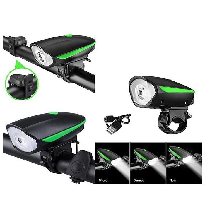Lampe LED Vélo Avec klaxon Haut-Parleur USB Charge 1200mAh