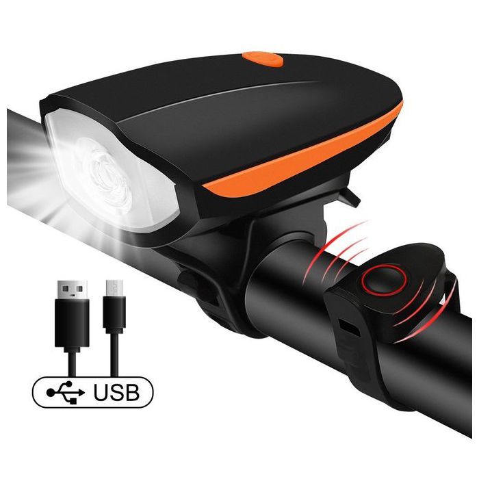 Lampe LED Vélo Avec Haut-Parleur klaxon Chargement USB 1200mAh