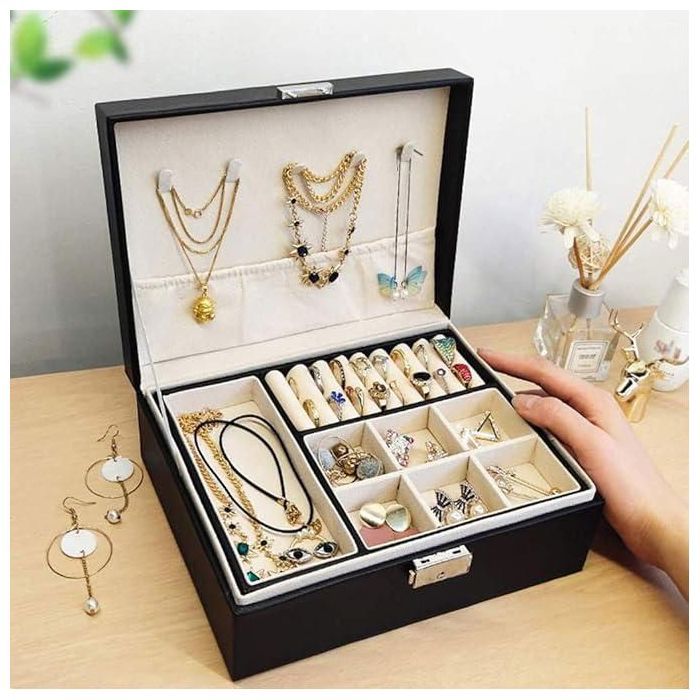 Boîte de Rangement Pour Bijoux En Cuir PU