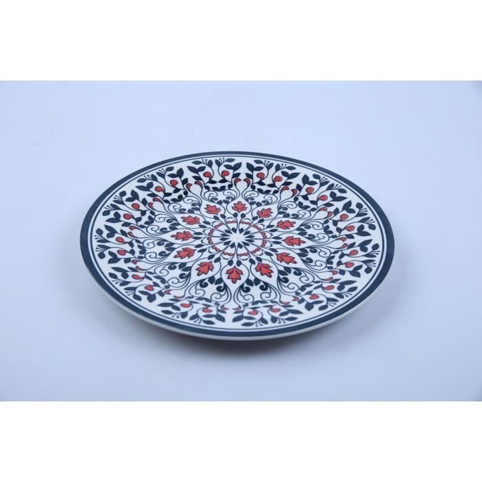 Assiette plate - GENERIC - Rosace - Porcelaine - 22,9 cm - Multicolore