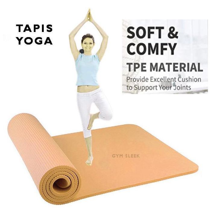 Tapis de Yoga Épais 10mm Confort Écologie Stabilité Anti-dérapant Non Toxique pour Sport Voyage