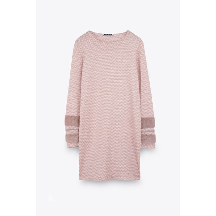 MARWA - ROBE AVEC FUR - PINK CHEVRON