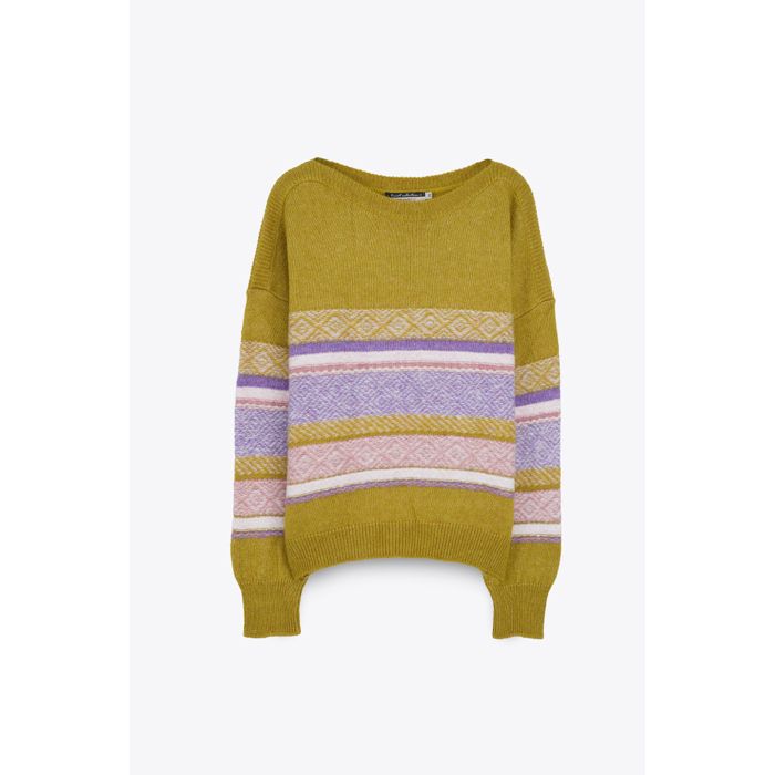 MARWA - PULL EN JAQUARD COLORE - PURPLE STRIPE
