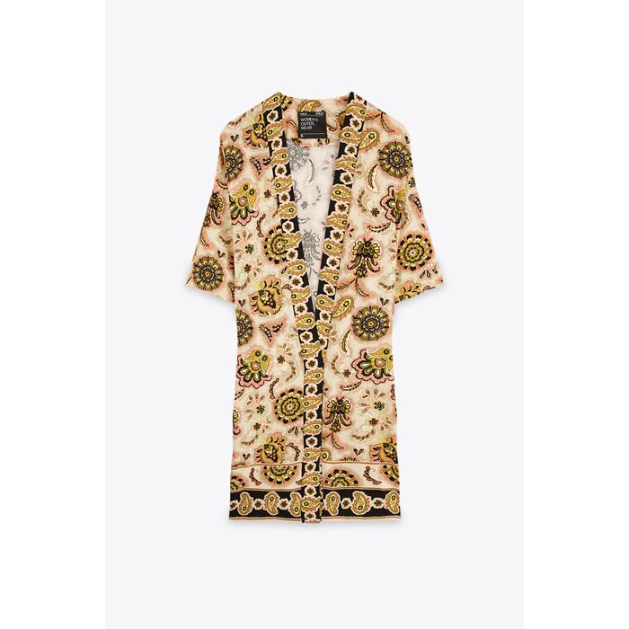 MARWA - KIMONO A MOTIF FLEURI - SAUMON TURK