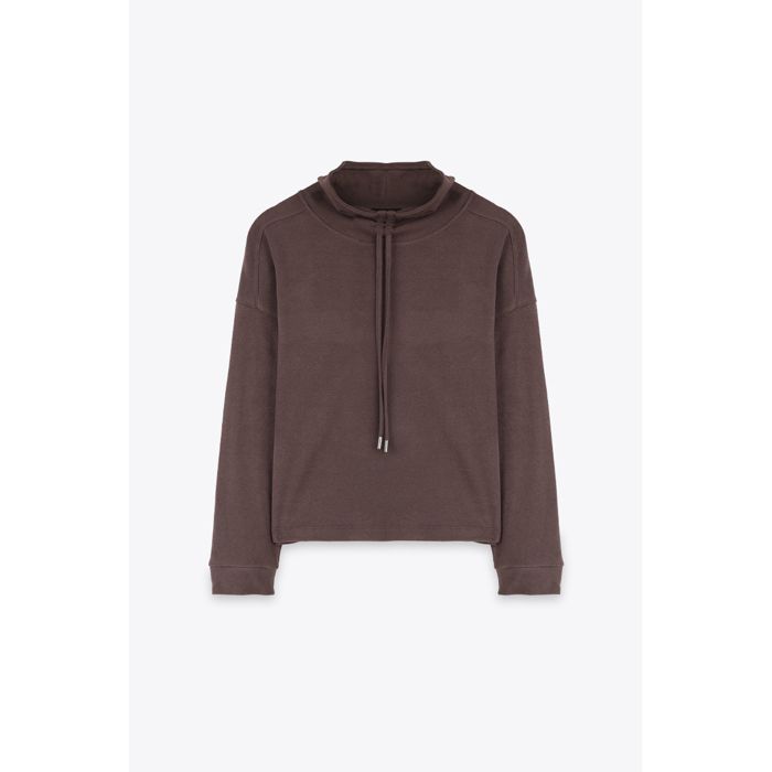 MARWA - SWEAT A CAPUCHE AVEC DETAIL AU COL - BROWN