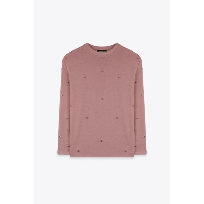 MARWA - TOP BASIC AVEC RHINSTONES - PINK