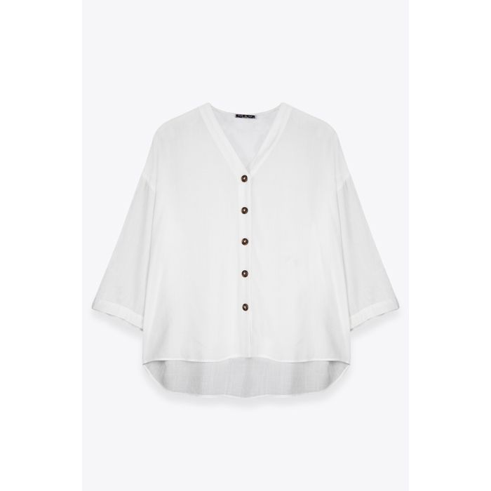MARWA - CHEMISE AVEC BOUTON CONTRASTE - IVORY