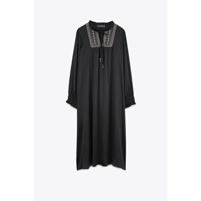 MARWA - ROBE BRODERIE - BLACK