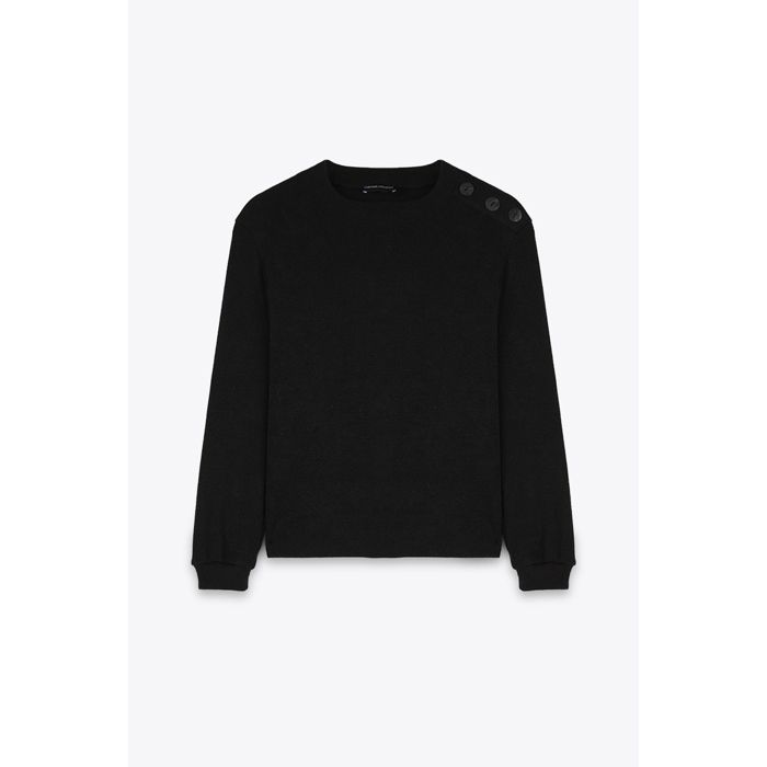 MARWA - TOP COL ROND AVEC BOUTONS - BLACK