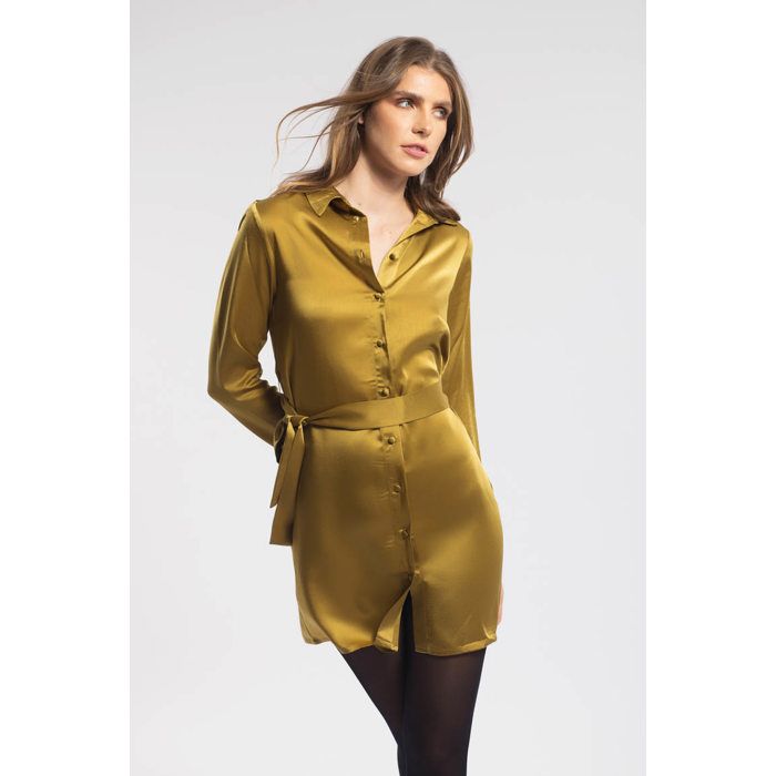 MARWA - ROBE EN SATIN - MUSTARD
