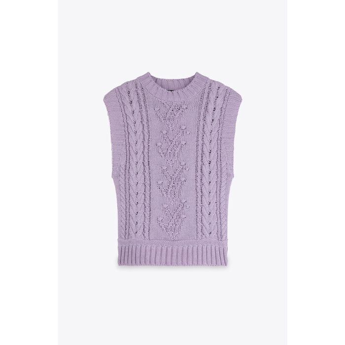 MARWA - GILET SANS MANCHES  EN ACRYLIQUE - LILAC