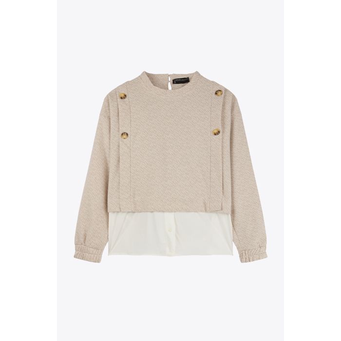 MARWA - CROP TOP 2 EN 1 AVEC BOUTONS - BEIGE