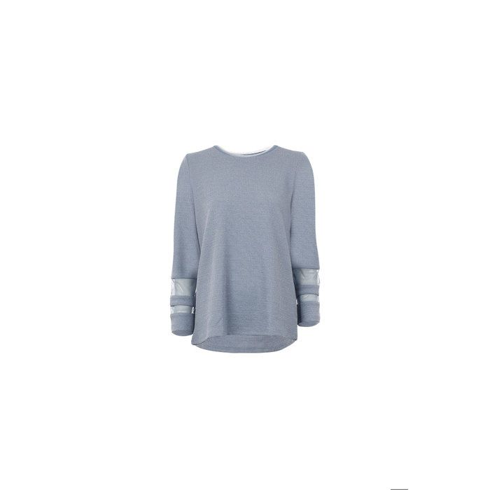 MARWA - TOP STRUCTURE AVEC EMPIECEMENTS EN TULLE - BLUE