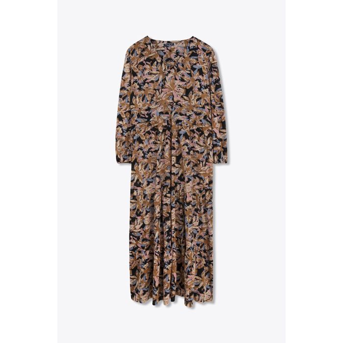 MARWA - ROBE LONGUE EN MAILLE - BLACK MANCHA